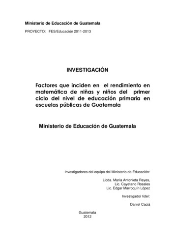 Factores Que Inciden En El Rendimiento En Matemática De Niñas Y Niños .
