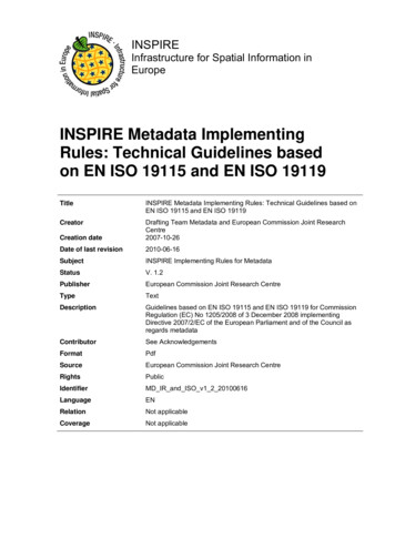 INSPIRE Metadata Implementing Rules: Technical Guidelines Based On EN .