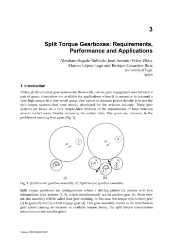 Split Torque Gearboxes: Requirements, Performance And . - IntechOpen