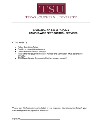 Invitation To Bid #717-20-7 Campus-wide Pest Control Services