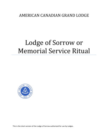 Lodge Of Sorrow Or Memorial Service Ritual - ACGL