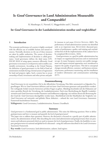 Is Good Governance In Land Administration Measurable And Comparable? - BOKU