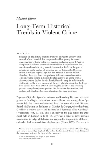 Manuel Eisner Long-Term Historical Trends In Violent Crime