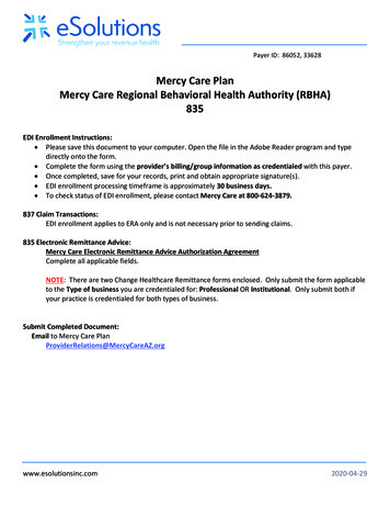 Mercy Care Plan Mercy Care Regional Behavioral Health Authority (RBHA) 835