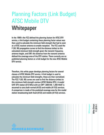 Planning Factors (Link Budget) ATSC Mobile DTV Whitepaper