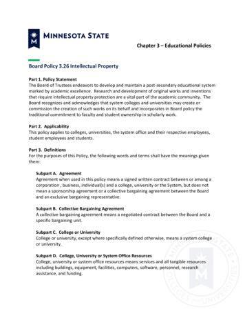 Chapter 3 - Educational Policies Board Policy 3.26 Intellectual Property