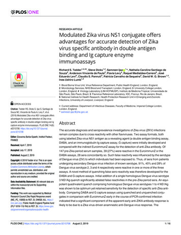 Modulated Zika Virus NS1 Conjugate Offers Advantages For Accurate .
