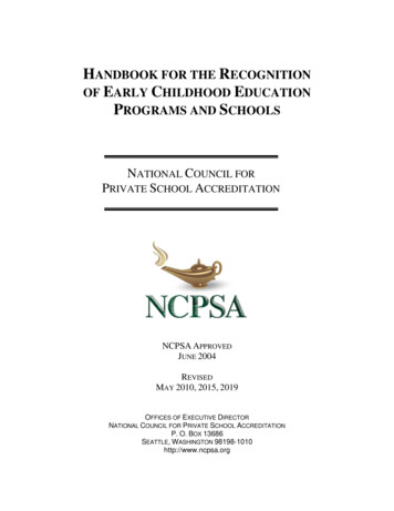 Handbook For The Recognition Of Early Childhood Education Programs And .
