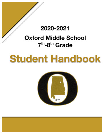 2020-2021 Oxford Middle School 7th-8th Grade Student Handbook