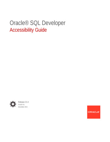 Accessibility Guide Oracle SQL Developer