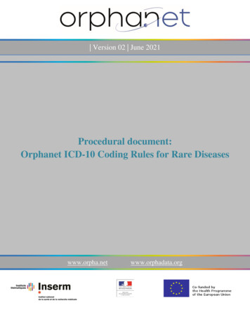 Procedural Document: Orphanet ICD-10 Coding Rules For Rare Diseases