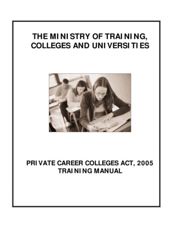 THE MINISTRY OF TRAINING, COLLEGES AND UNIVERSITIES - Ontario