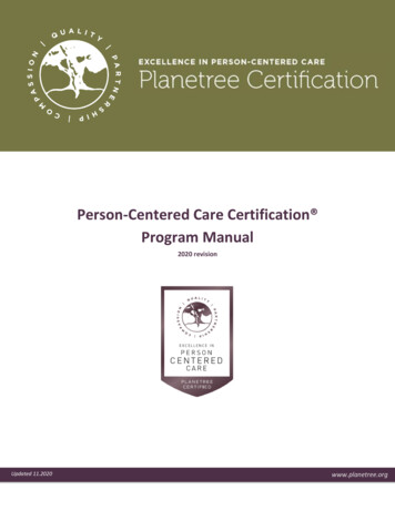 Person-Centered Care Certification Program Manual