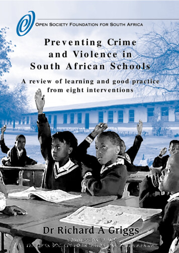 Preventing Crime And Violence In South African Schools