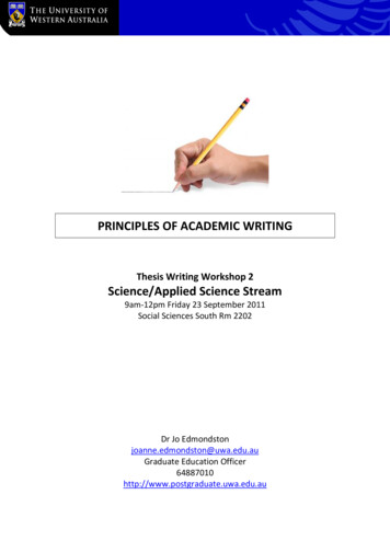 Principles Of Academic Writing - Uwa