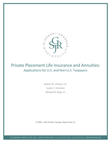 Private Placement Life Insurance And Annuities - Gbgrlaw 