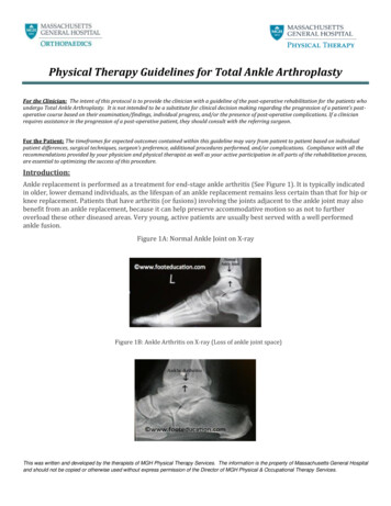Physical Therapy Guidelines For Total Ankle Arthroplasty