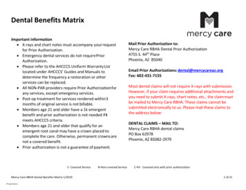 Dental Benefits Matrix - Mercy Care