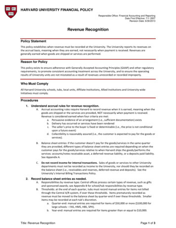 Revenue Recognition - Harvard University