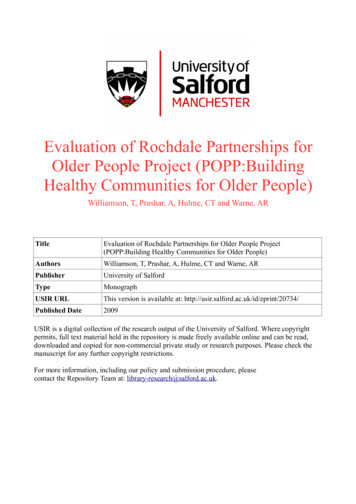 Evaluation Of Rochdale Partnerships For Older People Project (POPP .