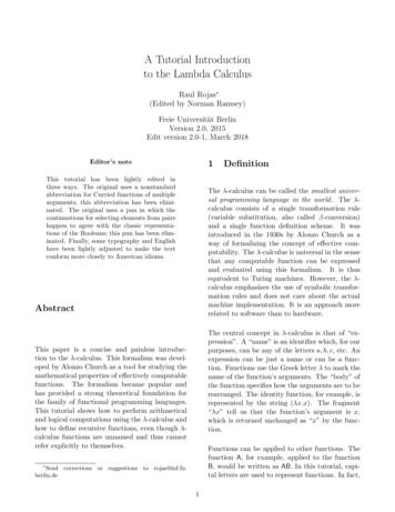 A Tutorial Introduction To The Lambda Calculus - Tufts University