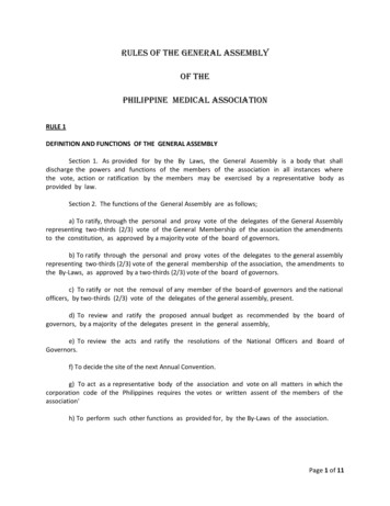 Rules Of The General Assembly - Philippine Medical Association