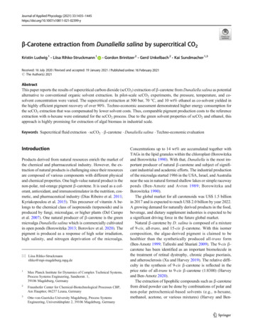 β-Carotene Extraction From Dunaliella Salina By . - Springer