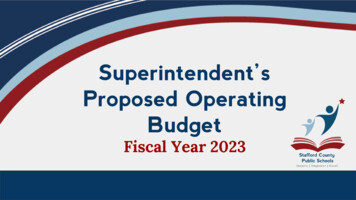 Superintendent's Proposed Operating Budget - Staffordschools 