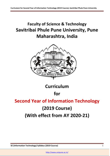 Faculty Of Science & Technology Savitribai Phule Pune University . - PICT