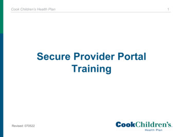 Secure Provider Portal Training - Cookchp 