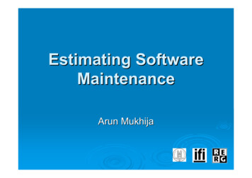 Estimating Software Maintenance - UZH