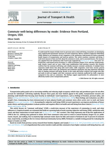 Commute Well-being Differences By Mode Evidence From Portland, Oregon, USA