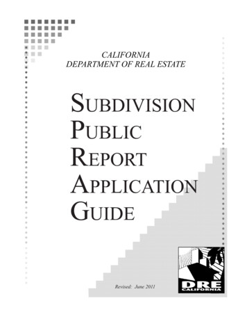 Subdivision Public Report Application Guide