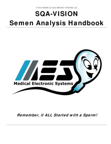  2016 MEDICAL ELECTRONIC SYSTEMS, LLC SQA-VISION Semen Analysis Handbook