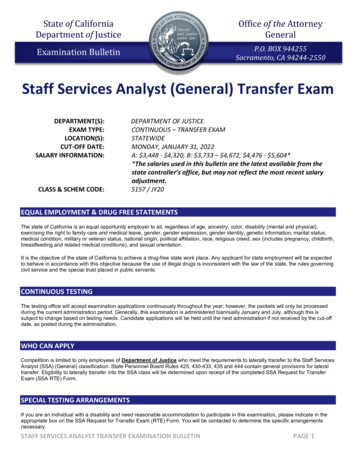 Staff Services Analyst (General) Transfer Exam