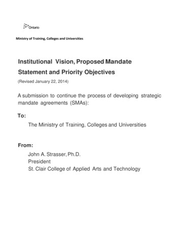 Strategic Mandate Agreement 2014-2017 Appendix - St. Clair College