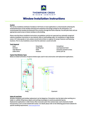 Window Installation Instructions - Thompson Creek