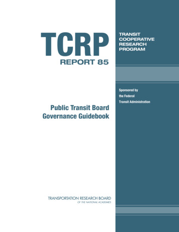 TCRP Report 85 - Public Transit Board Governance Guidebook
