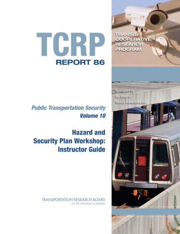TCRP Report 86 - Public Transportation Security, Volume 10: Hazard And .