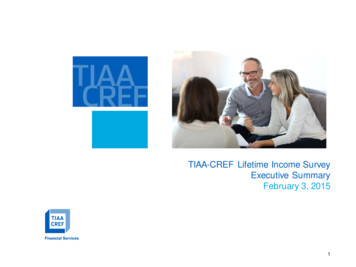TIAA-CREF Lifetime Income Survey Executive . - Immediate Annuities