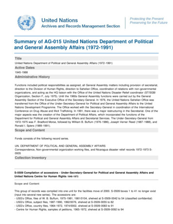 United Nations Department Of Political And General Assembly Affairs