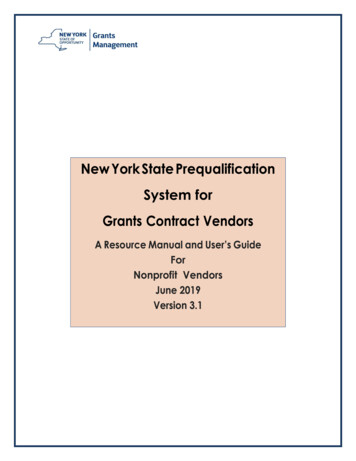 NYS Vendor Prequalificatoin Policy Manual - Grants Management