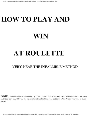 HOW TO PLAY AND WIN AT ROULETTE - GEOCITIES.ws
