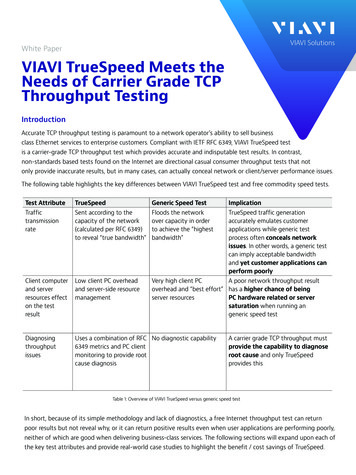 VIAVI TrueSpeed Meets The Needs Of Carrier Grade TCP Throughput Testing