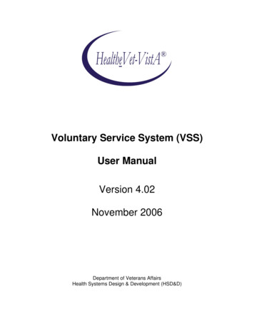 Voluntary Service System (VSS) User Manual - Veterans Affairs