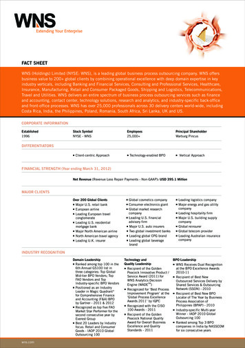 WNS Corporate Factsheet Oct 2012