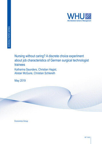 Nursing Without Caring? A Discrete Choice Experiment About Job .