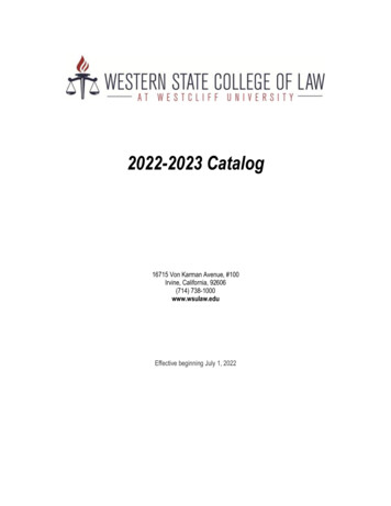 2022-2023 Catalog - Western State College Of Law