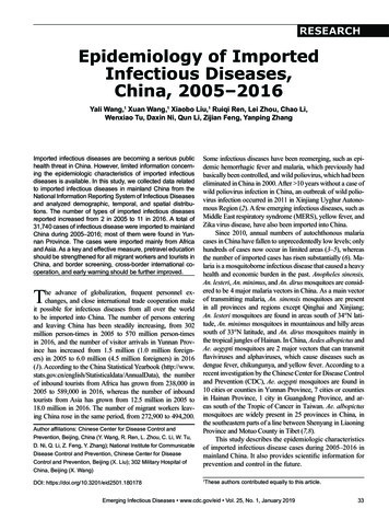 Epidemiology Of Imported Infectious Diseases, China, 2005-2016