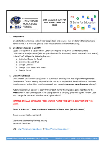 User Manual: G Suite For Education Gmail For Staff